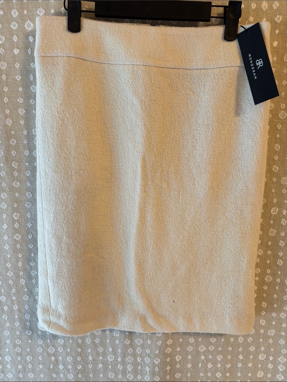 BR Monogram Cream Pencil Skirt — Sleek Professional Staple